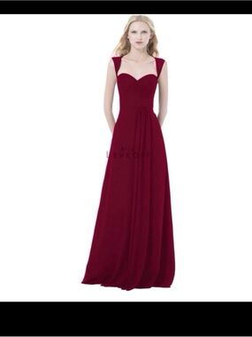 David's Bridal Cranberry Sweetheart Maxi Dress